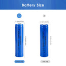 Doublepow 14650 battery dimensions diagram showing 14mm diameter and height specifications for button top 67mm and flat top 65mm