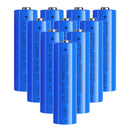 Doublepow 18650 3400mAh 3.7V Li-ion rechargeable battery 10-pack with Button Top terminal (67mm). Features true tested capacity 3433-3457mAh, built-in safety valve, and explosion-proof design for flashlights and DIY projects.