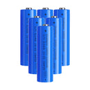 Doublepow 18650 rechargeable battery 3.7V 2200mAh button top Li-ion cells, 6 pieces, for headlamps, LED flashlights, fans, cameras, toys, radios, and surveillance devices.