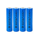 Doublepow 18650 rechargeable battery 3.7V 3000mAh button top Li-ion cells, 4 pieces, for flashlights, headlamps, fans, cameras, and toys.