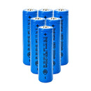 Doublepow 18650 rechargeable battery 3.7V 3000mAh button top Li-ion cells, 6 pieces, for flashlights, headlamps, fans, cameras, and toys.