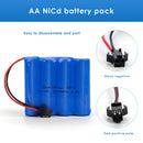 Comparison chart of Doublepow 4.8V Ni-CD battery pack chemistry and voltage versus 3.7V Li-ion and 1.2V NiMH batteries to help customers choose the correct battery type.
