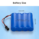 Doublepow 4.8V 2000mAh Ni-CD battery pack dimensions 56mm x 50mm x 14mm with 15cm cable and standard RC connector, black negative and red positive terminals.