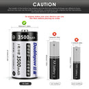Doublepow D size rechargeable NiMH battery featuring a standard button top positive terminal for secure contact with spring-loaded battery compartments.