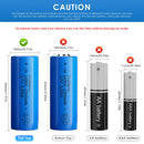 Doublepow ICR18500 battery button top and flat top comparison showing positive terminal types for flashlights, power tools, RC toys and EDC devices