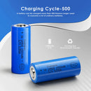 Doublepow ICR18500 battery cycle life and capacity chart showing 1500mAh capacity and performance data