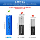 Doublepow IFR14500 battery button top 51mm and flat top 49mm comparison showing positive terminal types for solar lights, garden lights, flashlights and EDC devices
