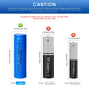 Doublepow IFR14500 battery button top 51mm and flat top 49mm comparison showing positive terminal types for solar lights, garden lights, flashlights and EDC devices
