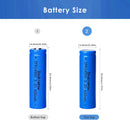 Doublepow IFR14500 battery dimensions diagram showing 14mm diameter and height specifications for button top 51mm and flat top 49mm