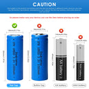 Doublepow IFR18500 battery button top 51mm and flat top 49mm comparison showing positive terminal types for solar lights, garden lights, flashlights and EDC devices