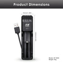 Doublepow UK03 battery charger dimensions diagram showing 133mm length, 35mm width and 40mm height specifications