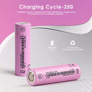 EVE 30P 18650 3000mAh 30A high drain battery side profile – showing flat top terminal and standard 18650 dimensions
