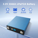 EVE 334Ah LiFePO4 cell with specific 207x173x71mm dimensions.