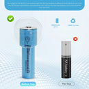 EVE 35V 18650 button top battery 6-pack – raised positive terminal for spring-loaded contacts.