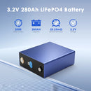 EVE LF280K cell terminal close-up with busbar and voltage reading