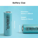 EVPS IFR26700 battery compared to 26650 and 18650 cells for size reference