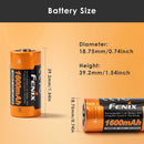 Fenix ARB-L18-1600 battery being inserted into a Fenix PD series tactical flashlight