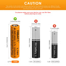 HIBATT 14500 battery flat top, button top, nickel tabs and wired options comparison showing terminal types and configurations