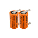 HIBATT IMR16340 600mAh 8A high drain battery 2 pack button top flat top tabs
