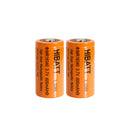 HIBATT IMR16340 600mAh 8A high drain battery 2 pack button top flat top tabs