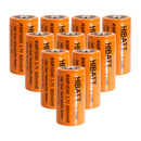 HIBATT IMR16340 battery 600mAh 8A high-drain 10-pack button top Li-ion rechargeable cells main product image
