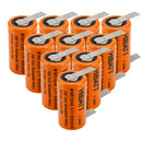 HIBATT IMR16340 battery 600mAh 8A high-drain 10-pack solder tabs Li-ion rechargeable cells main product image