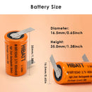 HIBATT IMR16340 battery size 16.2mm x 34mm