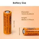 IMR16500 battery dimensions 16.5mm diameter 50mm 51.5mm