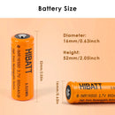 IMR16500 battery dimensions 16.5mm diameter 50mm 51.5mm
