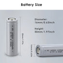 HY 16500 battery dimensions 16mm x 50mm