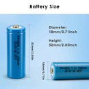 IFR18500 battery dimensions 18mm x 50mm 52mm