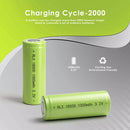 Close-up of IFR18500 1000mAh 3.2V LiFePO4 positive terminal and built-in safety protection circuit board