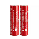 Vapcell F58 21700 5800mAh 12.5A high capacity flat top batteries 2-pack front view.