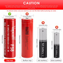 Vapcell F58 21700 flat top battery charging in a smart universal Li-ion charger display.
