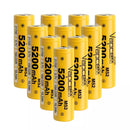 Vapcell M52 21700 5200mAh 15A high capacity flat top batteries 10-pack front view.
