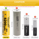 Close-up of Vapcell M52 21700 battery wrap showing scannable QR code for authenticity check.