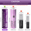 Vapcell S50 21700 batteries stored neatly in a plastic 21700 battery storage case with foam insert.