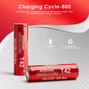 Thick copper nickel sandwich connection spot welded to Vapcell T42 21700 35A battery terminal for high current.