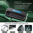 Delipow 12 Bay LCD Charger with 400mA Charging Current and 12‑Channel LCD Status Display