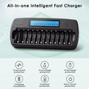 Delipow 12 Bay LCD Charger with USB Charging Cable – Powered by Power Bank or Laptop
