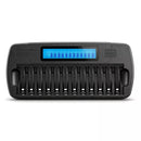 Delipow 12 Bay LCD Smart Battery Charger for AA AAA 1.2V Ni-MH/Ni-CD Rechargeable Batteries with USB Cable