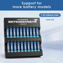 Delipow 20 Bay Smart Charger Compatibility – 1.5V Lithium AA and 1.2V NiMH/NiCD AA/AAA Rechargeable Batteries
