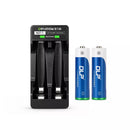 Delipow 2 Pack AA NiMH Rechargeable Batteries 1300mAh Low Self Discharge with Smart 2 Bay Charger Main Image