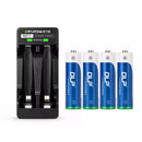 Delipow 2 Pack AA NiMH Rechargeable Batteries 1300mAh Low Self Discharge with Smart 2 Bay Charger Main Image