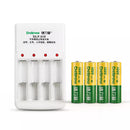 Delipow 4 Pack AA NiMH Rechargeable Batteries 1300mAh Button Top with 4 Bay Charger Kit Main Image