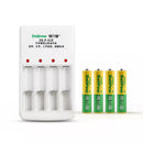 Delipow 4 Pack AAA NiMH Rechargeable Batteries 1000mAh 1.2V Button Top with 4 Bay Individual Charger Main Image