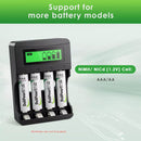 Delipow 4 Bay Charger Compatible with AA and AAA NiMH NiCD Rechargeable Batteries