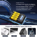 Delipow 4-Bay Charger USB Input LCD Display Charging Current