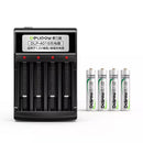 Delipow 4‑Bay High Speed Charger with AAA Rechargeable Batteries