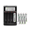 Delipow 4‑Bay High Speed Charger with AAA Rechargeable Batteries